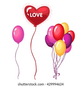 Set of multicolored balloons. Vector illustration.