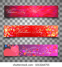 Set of multicolored banners for Valentine's Day. Banner For Love. r. Illustration can be used in the brochures, postcards, tickets, advertisements, banners, lables, covers.