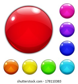 Set of multicolored big buttons made of glass or plastic