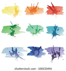 Set of multi-colored blots.The linear gradient is used.