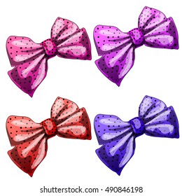 Set of multicolored bow ties isolated on white background. Vector illustration.
