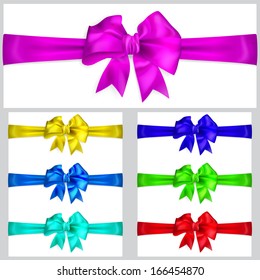 Set of multicolored bows with horizontal ribbons