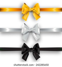 Set of multicolored bows with ribbons.