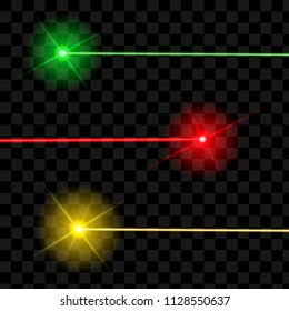 
Set of multicolored brightly colored laser beams on a transparent background Vector illustration