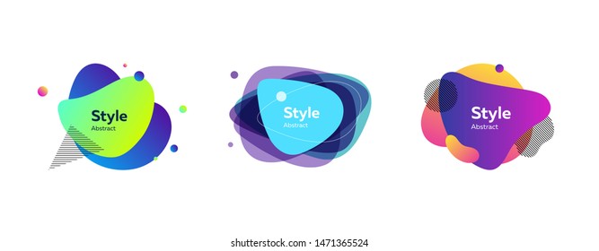 Set of multicolored bubbles for design. Dynamical colored forms and line. Vector illustration. Template for design of logo, leaflet or presentation