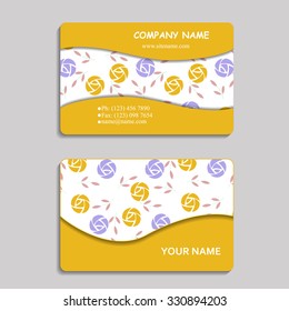 set of multicolored business cards with retro roses pattern, for greeting, invitation card, or cover. Vector illustration