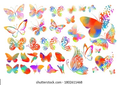 Set of multi-colored butterflies. Vector illustration