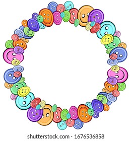 Set of multi-colored buttons for clothes of different sizes. Vector illustration - isolate on a white background. Round frame