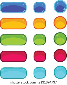 Set of multi-colored buttons of different shapes for a game or website