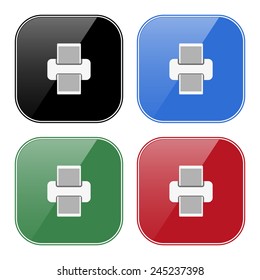 Set of multicolored buttons for mobile applications and web sites, black, blue, green, red. printer , vector illustration, EPS 10