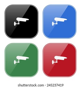 Set of multicolored buttons for mobile applications and web sites, black, blue, green, red. surveillance Camera, vector illustration, EPS 10