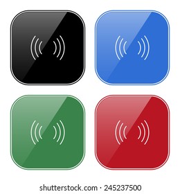 Set of multicolored buttons for mobile applications and web sites, black, blue, green, red. The wireless network , vector illustration, EPS 10