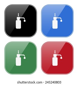 Set of multicolored buttons for mobile applications and web sites, black, blue, green, red. Shower Gel, Liquid Soap, Lotion, Cream, Shampoo, Bath Foam. , vector illustration, EPS 10