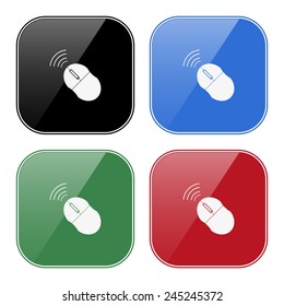 Set of multicolored buttons for mobile applications and web sites, black, blue, green, red. Wireless mouse, vector illustration, EPS 10