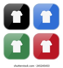 Set of multicolored buttons for mobile applications and web sites, black, blue, green, red. Tshirt, vector illustration, EPS 10