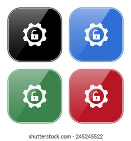 Set of multicolored buttons for mobile applications and web sites, black, blue, green, red. unlock settings , vector illustration, EPS 10