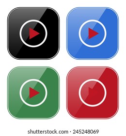 Set of multicolored buttons for mobile applications and web sites, black, blue, green, red.  play, vector, EPS 10