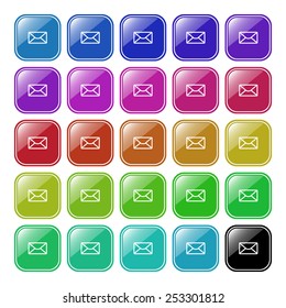 Set of multicolored buttons for the site. Buttons for mobile applications. envelope letter , vector illustration, EPS 10