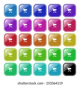 Set of multicolored buttons for the site. Buttons for mobile applications.  Shopping basket , vector illustration, EPS 10