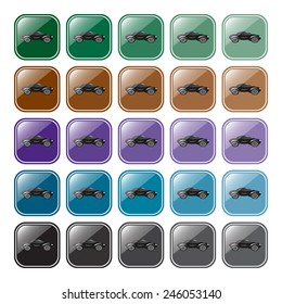 Set of multicolored buttons for web site and mobile applications  black car , vector illustration, EPS 10