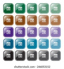 Set of multicolored buttons for web site and mobile applications  Calendar, vector illustration, EPS 10
