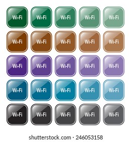 Set of multicolored buttons for web site and mobile applications  The wireless network , vector illustration, EPS 10