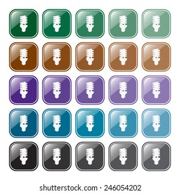 Set of multicolored buttons for web site and mobile applications  fluorescent lamp, vector illustration, EPS 10