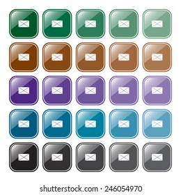 Set of multicolored buttons for web site and mobile applications envelope lette , vector illustration, EPS 10