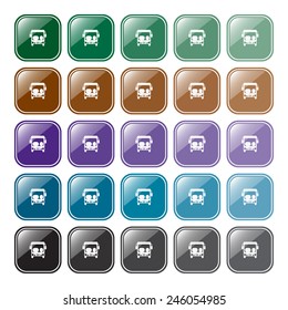Set of multicolored buttons for web site and mobile applications Bus, vector illustration, EPS 10