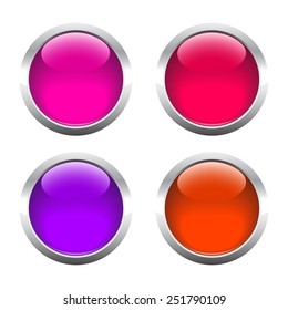 Set of multicolored buttons for web. Vector.