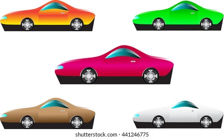 Set of multicolored cars