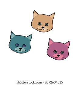 Set of multicolored cats. Vector graphics.