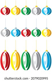 Un conjunto de bolas de Navidad multicolores.