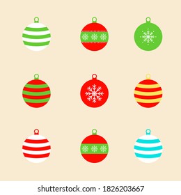 A set of multi-colored Christmas balls for decoration for Christmas and a new node. Vector illustration