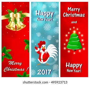 Set of multicolored Christmas cards