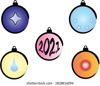 Set of multicolored christmas tree balls, vector illustration
