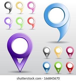 Set of multicolored circle pointers isolated vector