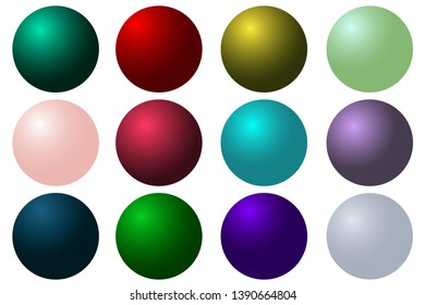 Set of multicolored circles. Bright, glowing balls Vector illustration.