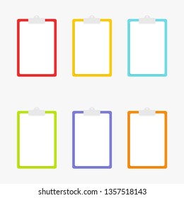  Set of multicolored clipboards. Office clipboards. Vector illustration. EPS 10.