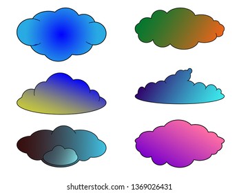 Set of multicolored clouds icons for the Internet and sites