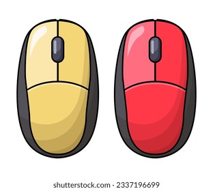 Set of multi-colored computer mouse. Cartoon computer mouse. Wireless computer mouse isolated on white background.