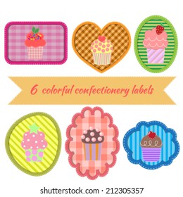 Set of multicolored confectionery label 
