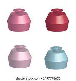 set of multicolored containers isolated on white background