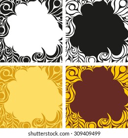 Set of multicolored contrasting backgrounds with abstract linear pattern