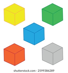 a set of multicolored cubes on a white background, flat vector illustration