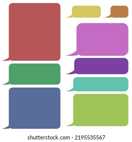 Set of multicolored dialog boxes. Forms for text. Vector