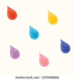 Set of Multi-colored Drops. Design Concept Kids Textile Print with Varicolored Drops on Light Backdrop