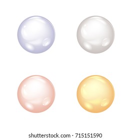 Set of multicolored drops isolated on white background.Clean falling water droplet vector illustration.