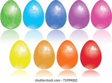 set of multicolored easter eggs