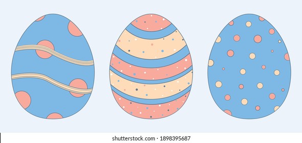 A set of multi-colored Easter eggs. Easter holiday